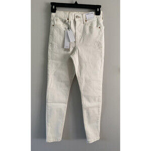 Topshop Jamie Organic Cotton High Waist Ankle Skinny Jeans Off White Size 26 L34